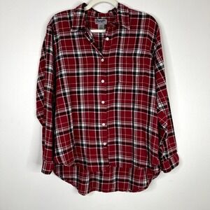 Wrangler Wrancher Shirt 100% Cotton Plaid Flannel Rodeo Longer in Back Sz Medium